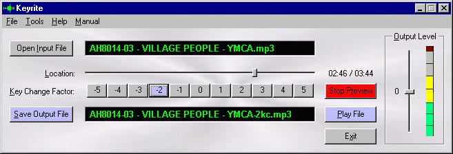 keyrite key pitch change software screen